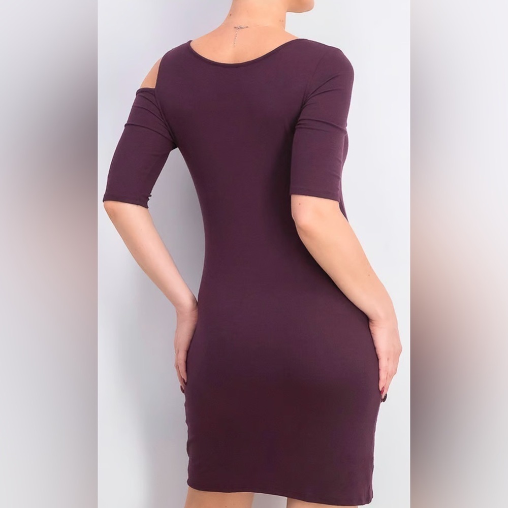 Goldray Size Small Purple Double Knit Dress Off the Shoulder - Picture 3 of 10
